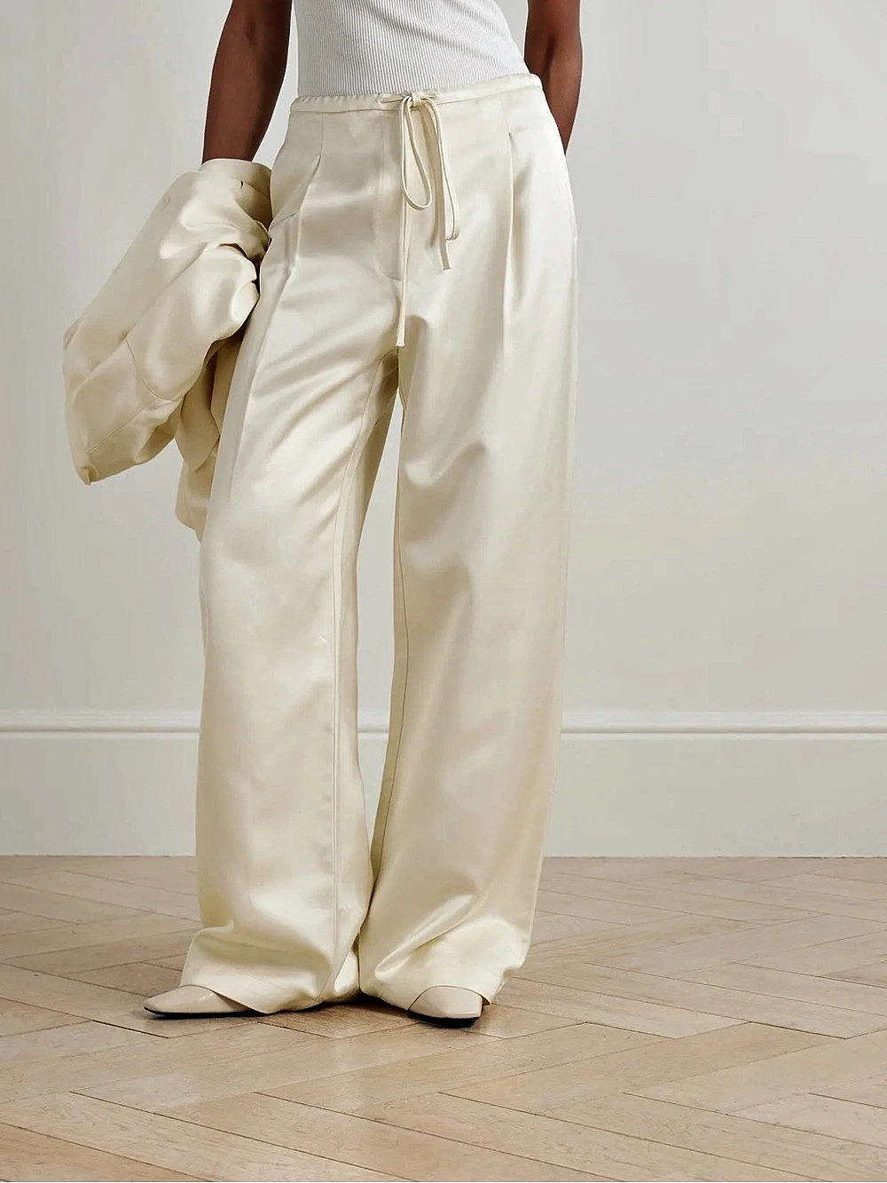 Rohe Satin Pants Wide Leg Cream